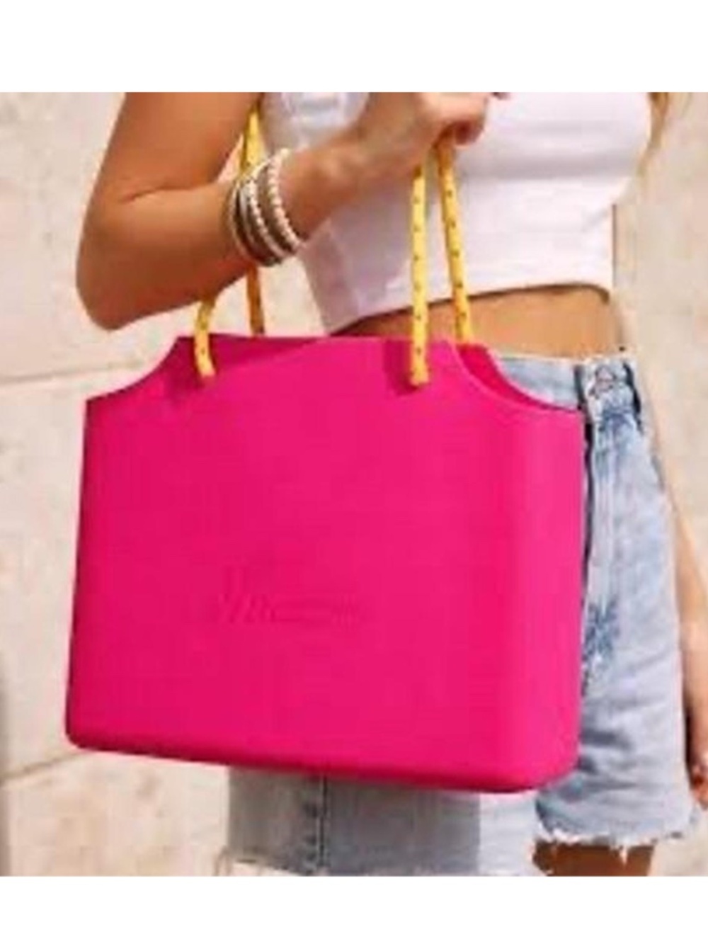 Sol de Janeiro Limited Edition Hot Pink Silicone Jelly Beach Tote Bag NWOT